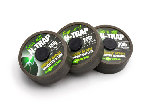 Korda N-Trap Semi Stiff Braid Hook Link 20lb Weedy Green